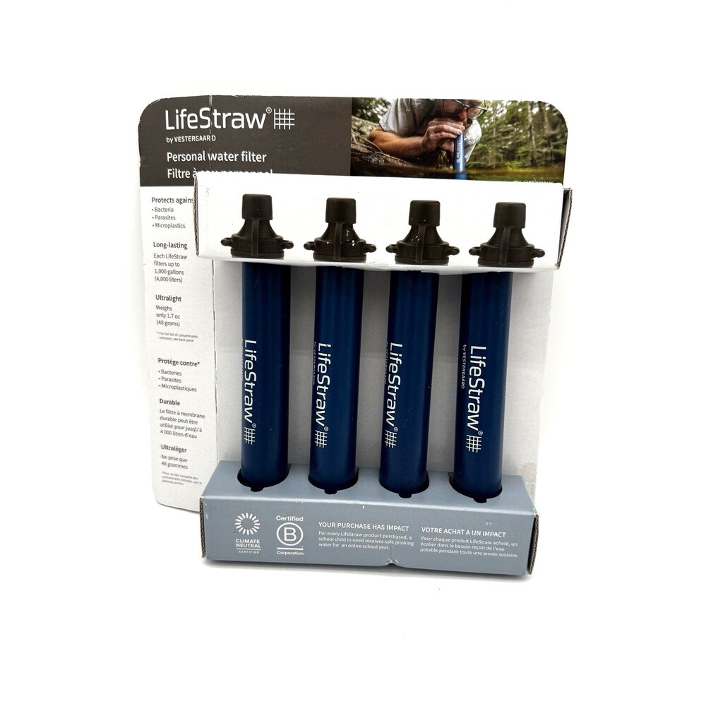 Life Straw Water Filter 4 Pack Hiking Vestergaard Filters 1,000 Gallons Each
